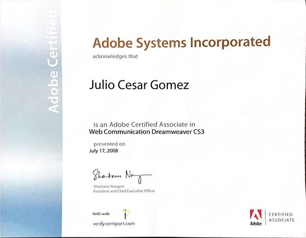 Adobe certificate